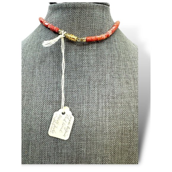 Jaydee Original Red Sponge Coral Black Jade Buffalo Horn Barrel Clasp 24” - Picture 4 of 6